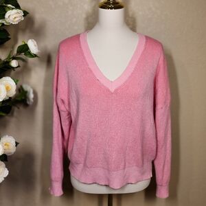 Dreamers by Debut Women’s Pink V-Neck Knit Sweater Long Sleeve Size L